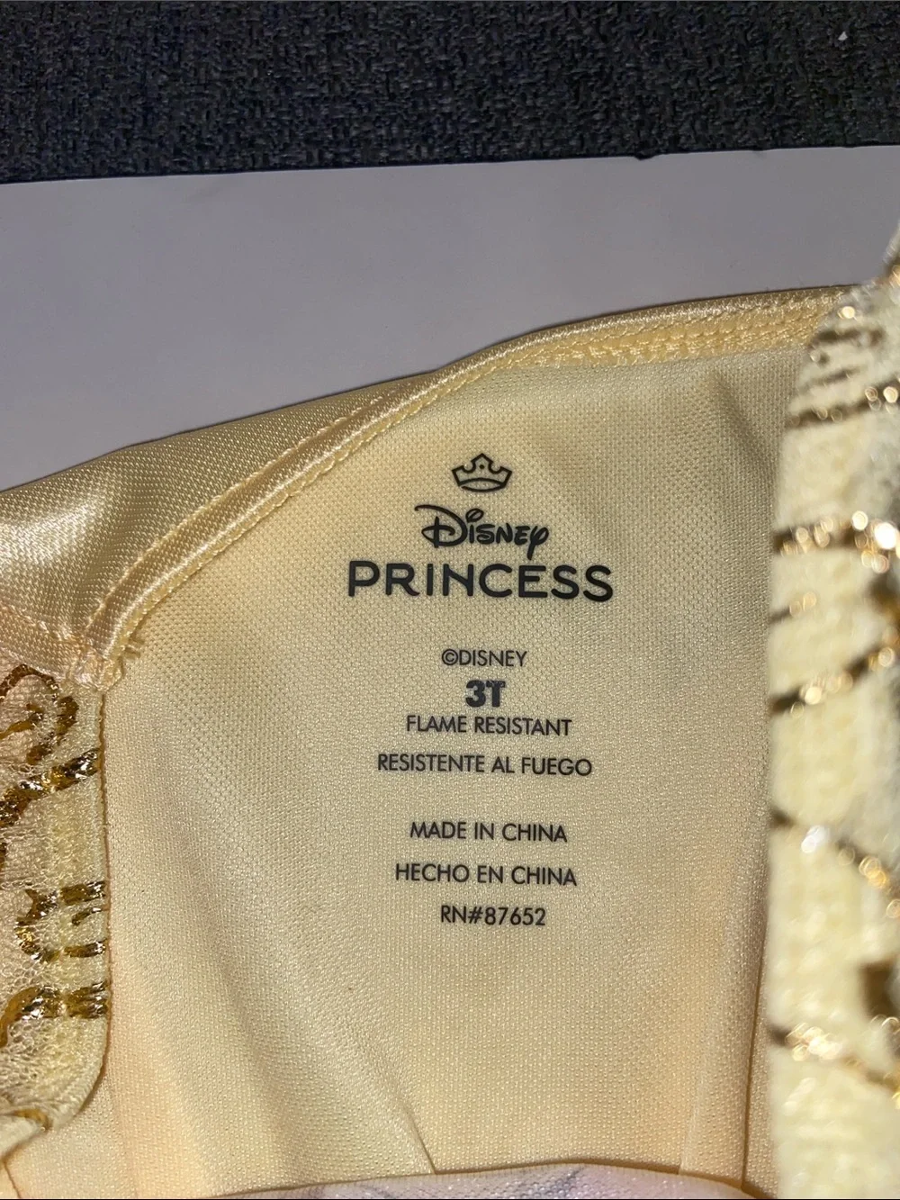 Disney Princess Belle Beauty And The Beast Girls' Gold Princess Dress size 3T